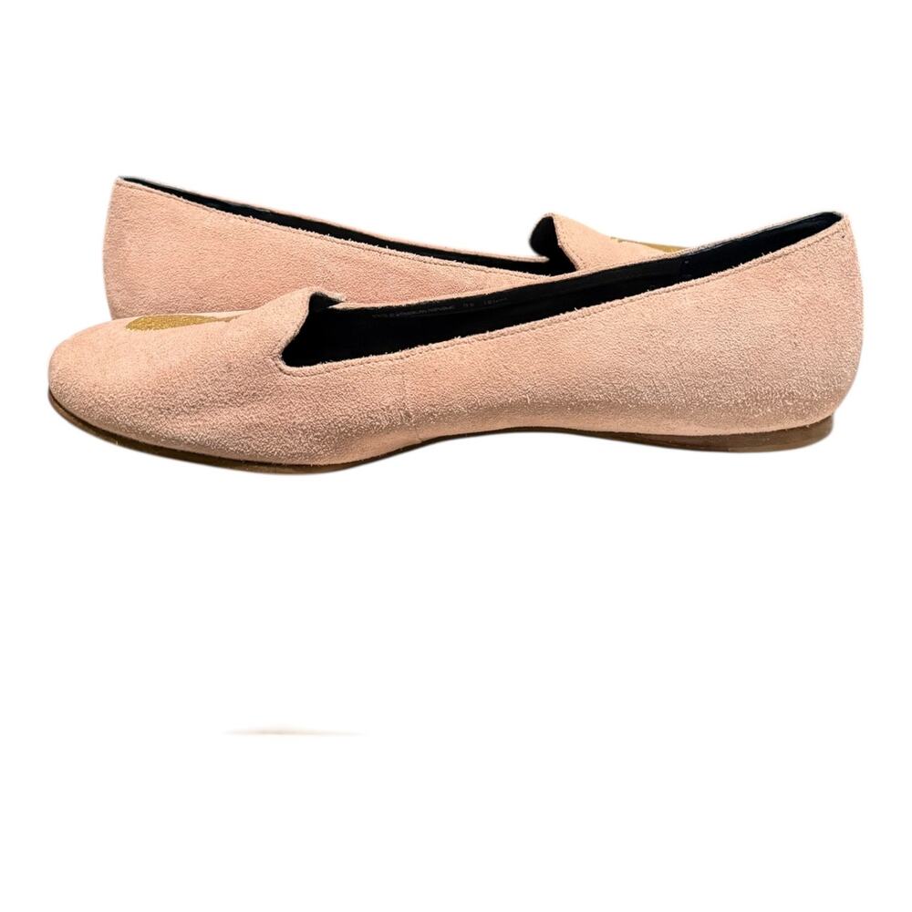 Jack Rogers ANICE Gold Pineapple Suede Flat Pink Blush Embroidered Shoes Size 9 - Picture 7 of 9